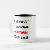 sysadmin, geweldige tweekleurige koffiemok (Voorkant links)