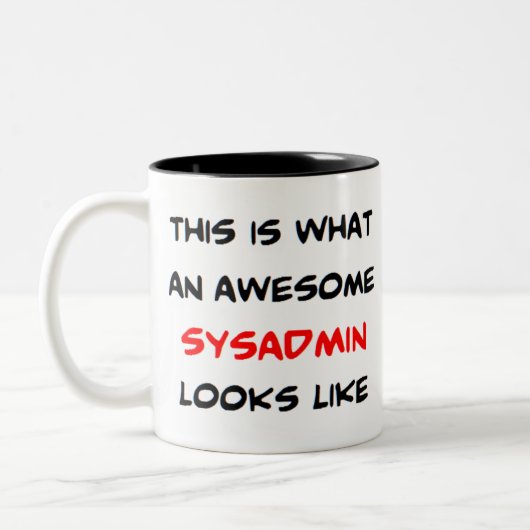 sysadmin, geweldige tweekleurige koffiemok (Links)