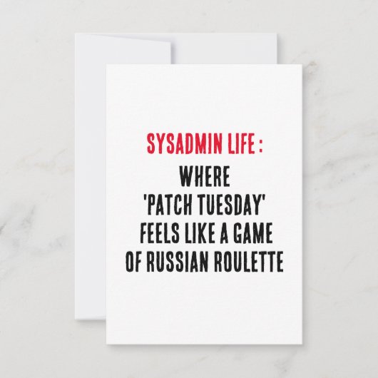 Sysadmin Life Waar 'patch dinsdag' voelt als een Bedankkaart (Voorkant)