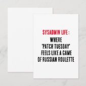 Sysadmin Life Waar 'patch dinsdag' voelt als een Bedankkaart (Voorkant / Achterkant)