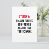 Sysadmin Omdat het uit- en weer inschakelen is Bedankkaart (Staand voorkant)
