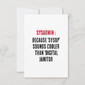 Sysadmin Omdat 'sysop' koeler klinkt dan Bedankkaart (Voorkant)