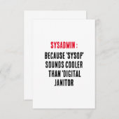 Sysadmin Omdat 'sysop' koeler klinkt dan Bedankkaart (Voorkant / Achterkant)