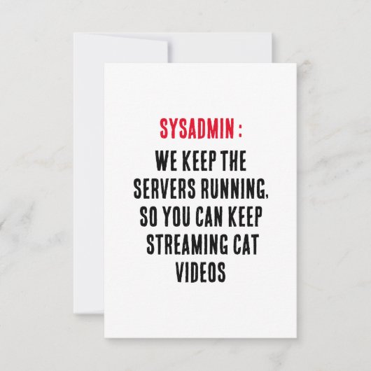 Sysadmin We houden de servers draaiende, zodat u Bedankkaart (Voorkant)