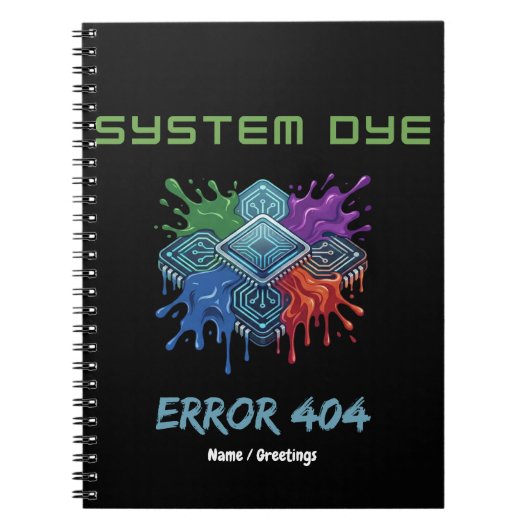 Systeem Kleur Fout 404 Tech Storing Microchip Graf Notitieboek (Voorkant)