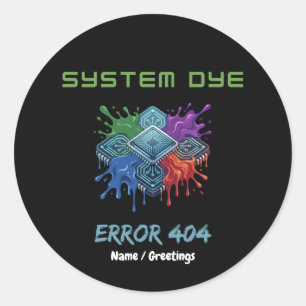 Systeem Kleur Fout 404 Tech Storing Microchip Graf Ronde Sticker
