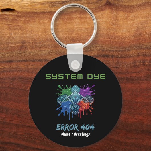 Systeem Kleur Fout 404 Tech Storing Microchip Graf Sleutelhanger (Voorkant)