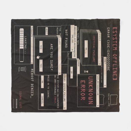 Systeem offline - Techno-Brutalist ontwerp Fleece Deken (Voorkant (Horizontaal))