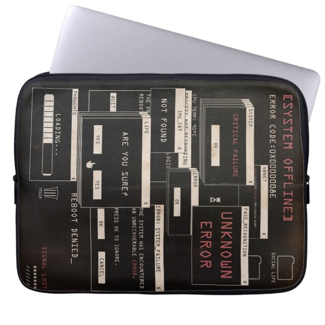 Systeem offline - Techno-Brutalist ontwerp Laptop Sleeve (Voorkant)