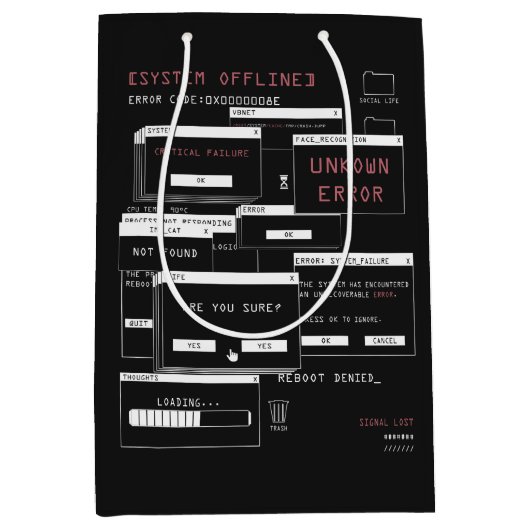 Systeem offline - Techno-Brutalist ontwerp Medium Cadeauzakje (Voorkant)