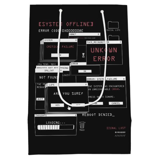 Systeem offline - Techno-Brutalist ontwerp Medium Cadeauzakje (Achterkant)