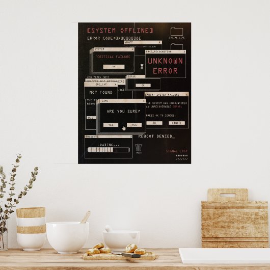 Systeem offline - Techno-Brutalist ontwerp Poster (Keuken)