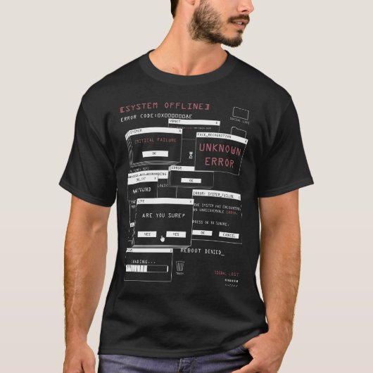 Systeem offline - Techno-Brutalist ontwerp T-shirt (Voorkant)
