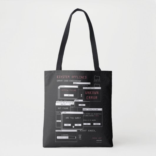 Systeem offline - Techno-Brutalist ontwerp Tote Bag (Voorkant)