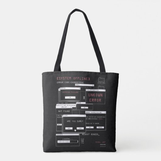 Systeem offline - Techno-Brutalist ontwerp Tote Bag (Achterkant)
