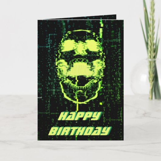 Systeemfout Cyberpunk Schreeuwende Schedel Groen Kaart (Voorkant)