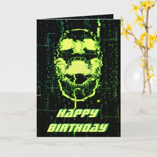 Systeemfout Cyberpunk Screaming Skull Green Kaart (Gele Bloem)