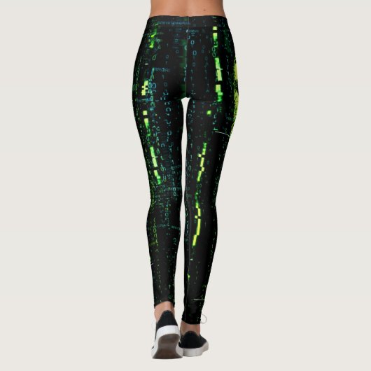 Systeemfout Cyberpunk Screaming Skull Green Leggings (Achterkant)