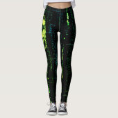 Systeemfout Cyberpunk Screaming Skull Green Leggings (Voorkant)