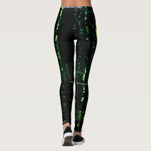 Systeemfout Cyberpunk Screaming Skull Green Leggings (Achterkant)