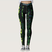 Systeemfout Cyberpunk Screaming Skull Green Leggings (Voorkant)