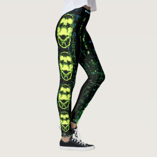 Systeemfout Cyberpunk Screaming Skull Green Leggings