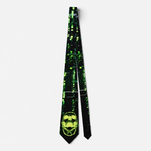 Systeemfout Cyberpunk Screaming Skull Green Stropdas (Voorkant)