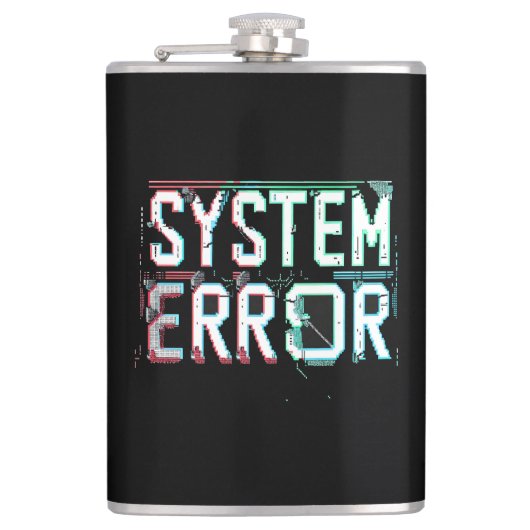Systeemfout glitch-lettertype, cyberpunk-pixel heupfles (Voorkant)
