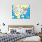 Systeemkaart van American Airlines Canvas Afdruk (Insitu (Slaapkamer))
