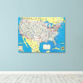 Systeemkaart van American Airlines Canvas Afdruk (Insitu (Houten vloer))
