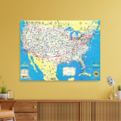 Systeemkaart van American Airlines Canvas Afdruk (Insitu (Woonkamer))