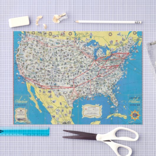 Systeemkaart van American Airlines Tissuepapier (Craft)