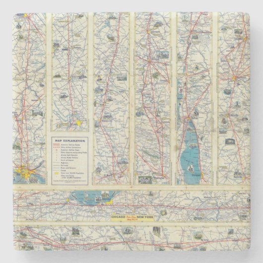 Systeemkaart van Verso American Airlines Stenen Onderzetter (Voorkant)