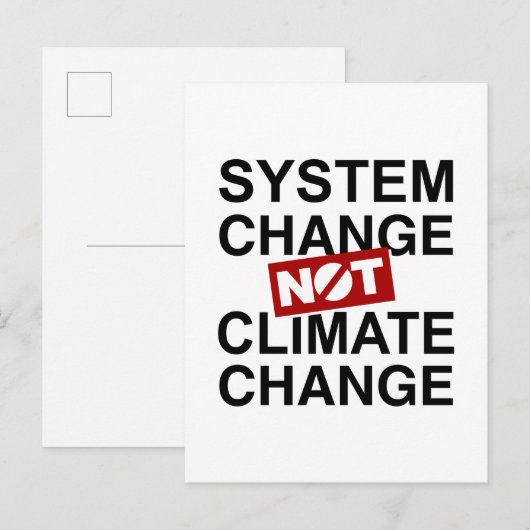 Systeemverandering niet klimaatverandering briefkaart (Voorkant / Achterkant)