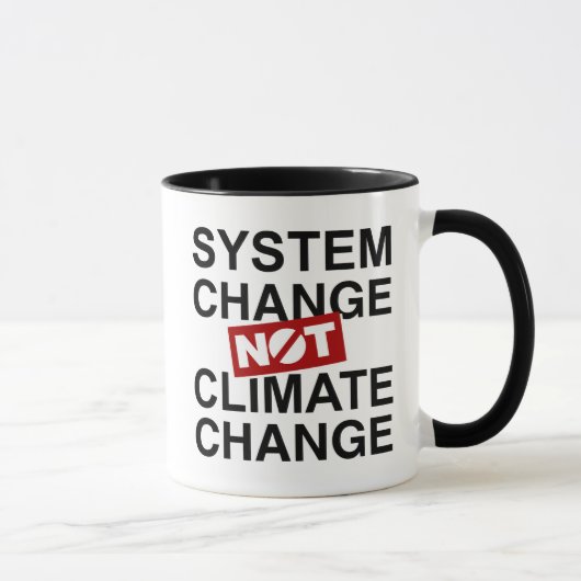 Systeemverandering niet klimaatverandering mok (Rechts)