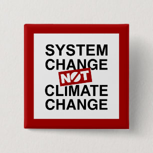 Systeemverandering niet klimaatverandering vierkante button 5,1 cm