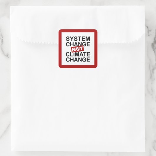 Systeemverandering niet klimaatverandering vierkante sticker (Tas)