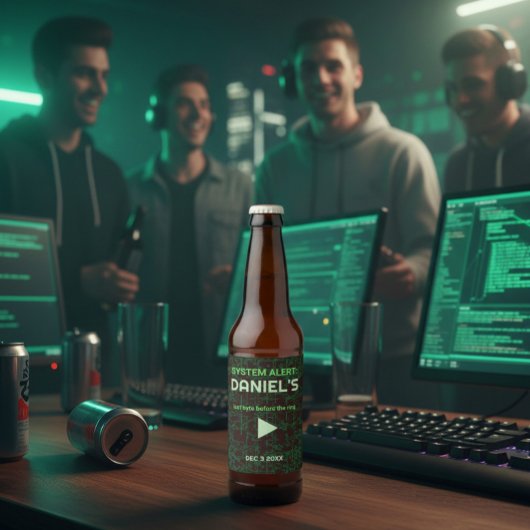 Systeemwaarschuwing Hacker Bachelor Party Bierlabe Bier Etiket