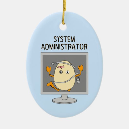 System Administrator Egghead Keramisch Ornament (Voorkant)
