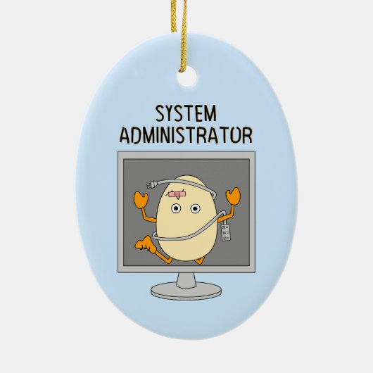 System Administrator Egghead Keramisch Ornament (Achterkant)