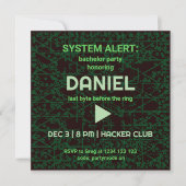System Alert Hacker Bachelor Party Invitation Kaart (Voorkant)