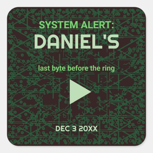 System Alert Hacker Bachelor Party Square Sticker (Voorkant)