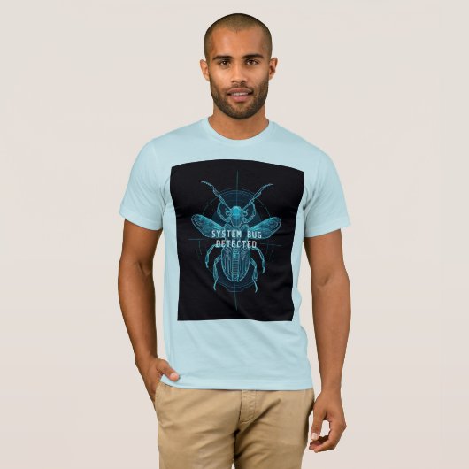 System Bug Detected Funny Cybernetic Tech T-shirt (Voorkant volledig)