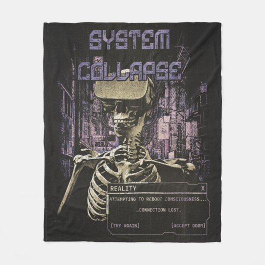 System Collapse - Techno-Dystopische Streetwear Fleece Deken (Voorkant)