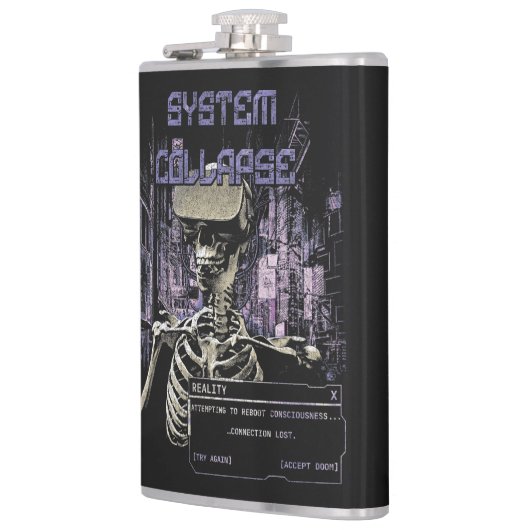 System Collapse - Techno-Dystopische Streetwear Heupfles (Links)