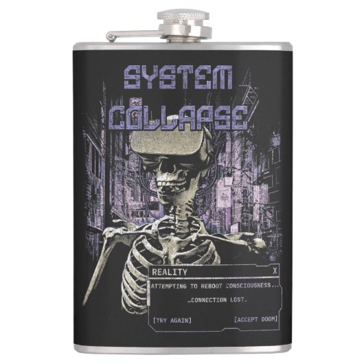 System Collapse - Techno-Dystopische Streetwear Heupfles (Voorkant)