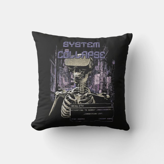 System Collapse - Techno-Dystopische Streetwear Kussen (Voorkant)