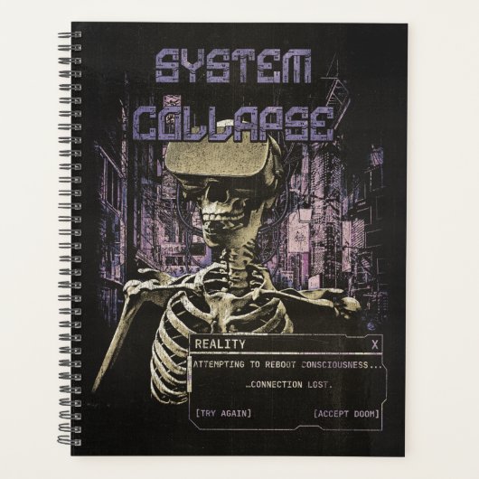 System Collapse - Techno-Dystopische Streetwear Planner (Voorkant)