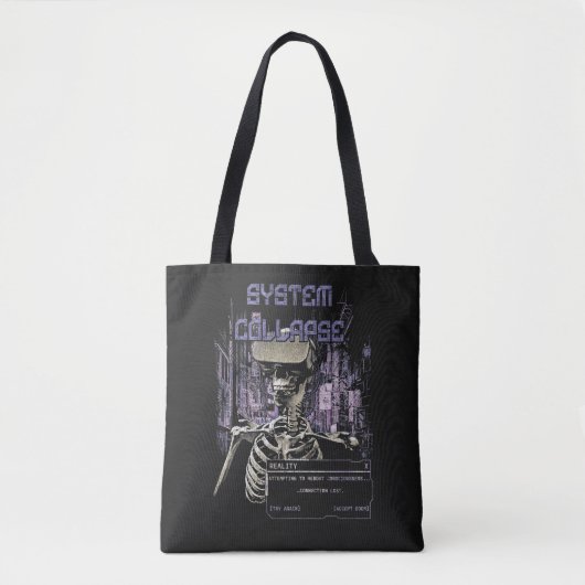 System Collapse - Techno-Dystopische Streetwear Tote Bag (Voorkant)