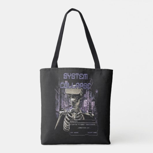 System Collapse - Techno-Dystopische Streetwear Tote Bag (Achterkant)